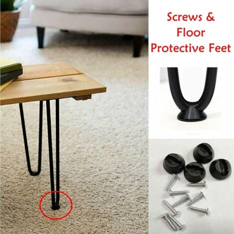 Lot de 4 Pied de Table en Metal Pied en Epingle a Cheveux de Meubles Scandinave Hairpin Pied DIY 41 cm pour Table a Manger Table Basse Bureau Pied de