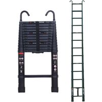 16.5FT/5M Échelle Télescopique avec 2 Crochets Amovibles Portable Échelle Pliant en Aluminium Telescopic Ladder EN131 pour Attic / Grenier 150kg Charge