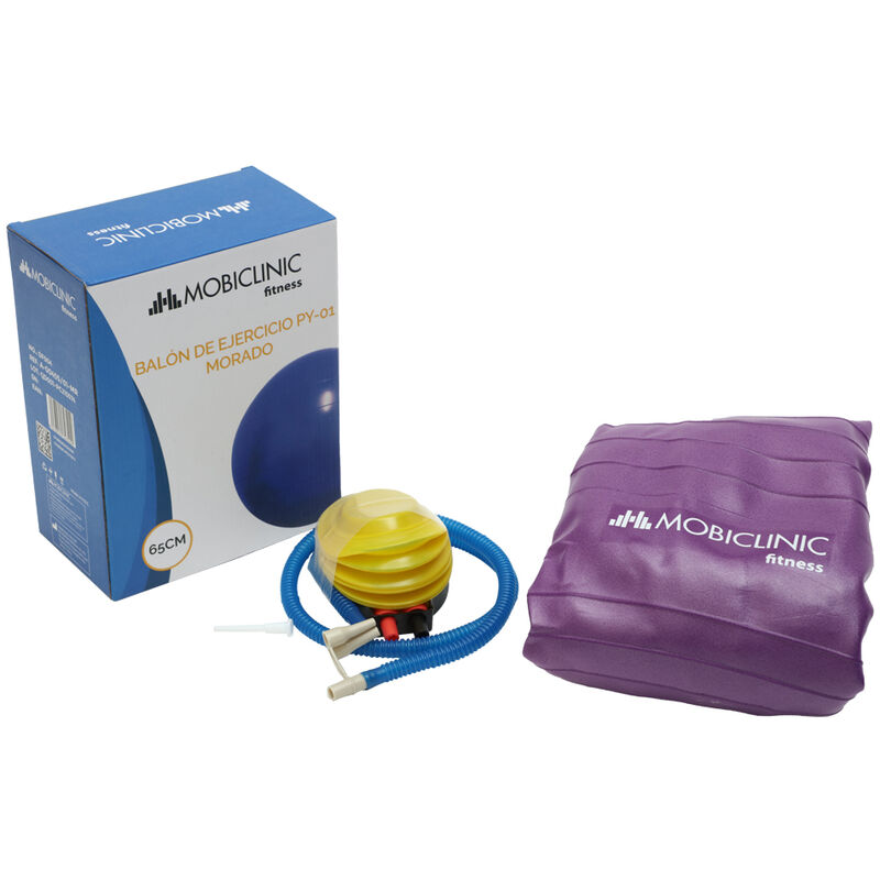 Ballon de Pilates, Antidérapant, Anti-perforation, Gonfleur inclus, Lavable, 58 cm, Bleu, PY-01