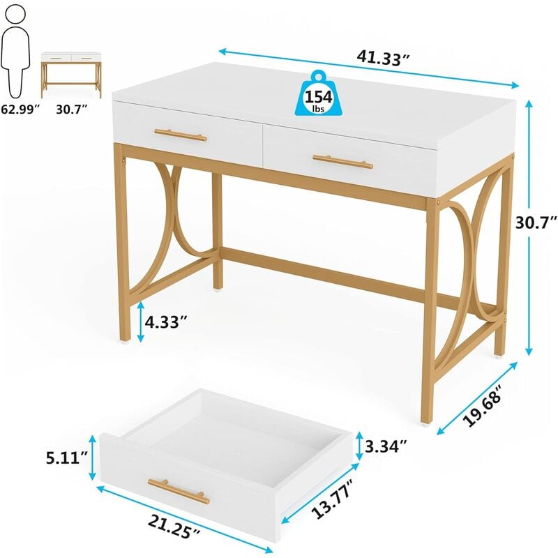 Office desk deals white and gold