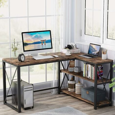 Mr IRONSTONE L Shaped Desk with Power Outlet 50 Computer Desk with Large  Monitor Stand, Corner Desk Home Office Workstation Desks, Modern Simple  Style Writing Table Desk 