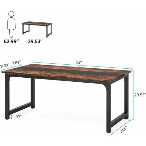 Tribesigns Modern Computer Desk, 16080 cm Large Office Desk Computer Table Study Writing Desk Workstation for Home Office, Rustic/Black