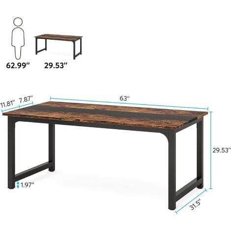 Tribesigns Modern Computer Desk, 16080 cm Large Office Desk Computer Table Study Writing Desk Workstation for Home Office, Rustic/Black