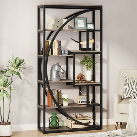 Bookshelf Modern 5 Tier Etagere Bookcase, Freestanding Tall Bookshelves Display Shelf Storage Organizer with 8-Open Storage Shelf for Living Room, Bed