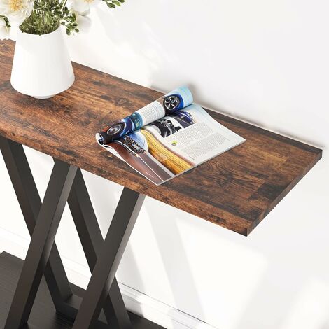 Tribesigns Console Table, Industrial Hallway Table for Entryway, 110CM Entryway Tables Narrow Sofa Table for Living Room, Stable Metal Frame & Easy Assemble (Rustic Brown)
