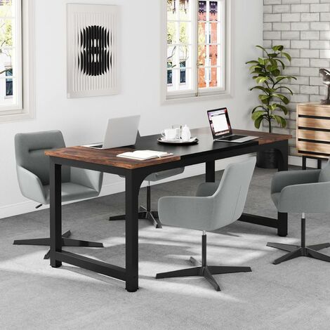 Tribesigns Computer Desk Office Work Desk, PC Laptop Table Workstation Dining Gaming Table for Study, Home Office,Simple Assembly, Industrial Design (Rustic Brown/Black, 63 W)