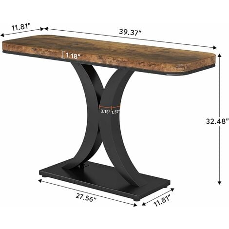 Tribesigns Industrial Console Table, 40 inch Narrow Entryway Foyer Table with Geometric Base, Rustic Hallway Accent Table for Living Room, Entrance