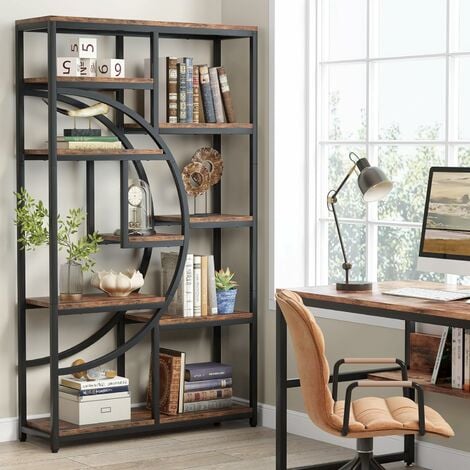 Tribesigns Bookshelf Industrial 5 Tier Etagere Bookcase, Freestanding Tall Bookshelves Display Shelf Storage Organizer with 9-Open Storage Shelf for Living Room, Bedroom, Home Office