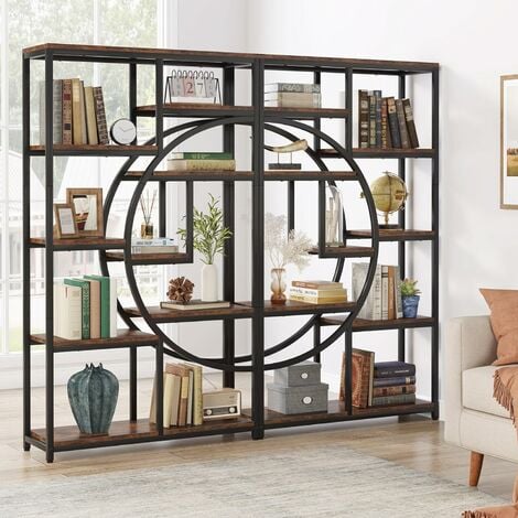 Tribesigns Bookshelf Industrial 5 Tier Etagere Bookcase, Freestanding Tall Bookshelves Display Shelf Storage Organizer with 9-Open Storage Shelf for Living Room, Bedroom, Home Office