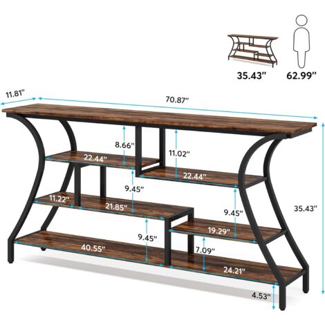 70.9” Console Table, Extra Long good Sofa Back Console Table Rustic Brown