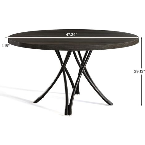 Tribesigns Round Dining Table for 4, 47-Inch Circle Kitchen Table, Modern Wood Dining Room Table with Sturdy Cross Metal Legs for Kitchen Living Room, Black