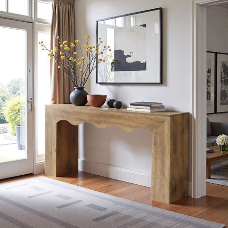 Tribesigns 160 cm Console Table for Hallway, Narrow Entryway Table with Wavy Design, Couch Table Behind Sofa for Entryway, Living Room, Rustic Brown