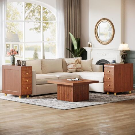 Tribesigns Wood End Table, Nightstand with 3 Drawers Sofa Side Table ...
