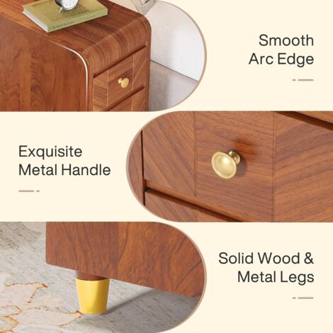 Tribesigns Wood End Table, Nightstand with 3 Drawers Sofa Side Table ...