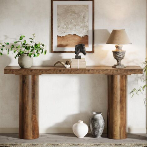 Tribesigns 160cm Farmhouse Console Table - Rustic Narrow Entryway Table, Sofa Table Behind Couch for Hallway, Living Room & Foyer, Easy Assembly (Wood Grain Finish)
