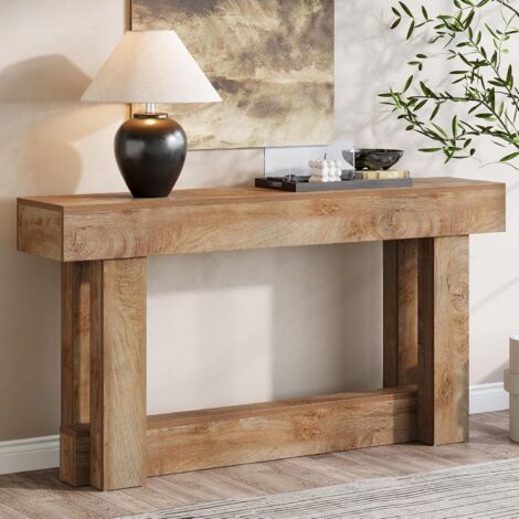 Tribesigns 160CM Rustic Console Table,Narrow Sofa Table Behind Couch for Hallway, Living Room & Foyer, Easy Assembly (Light Oak Brown Finish)