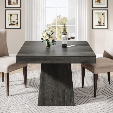 Tribesigns Dining Table for 4, 80cm Square Kitchen Table, Small Dinner Table with Sturdy Pedestal Base, for Home Dining Room, Living Room, Kitchen, Grey