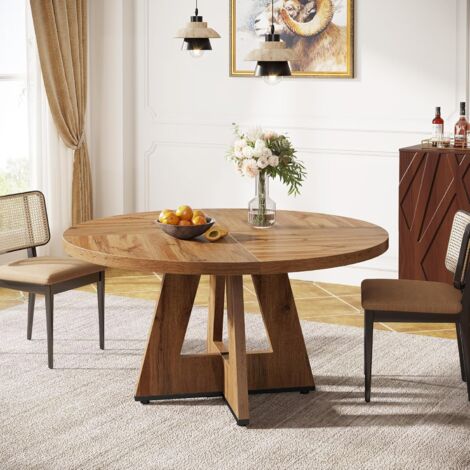 Tribesigns Round Dining Table, 120 cm Kitchen Table for 4 People, Farmhouse Round Table for Home Dining Room Living Room (Only Table)