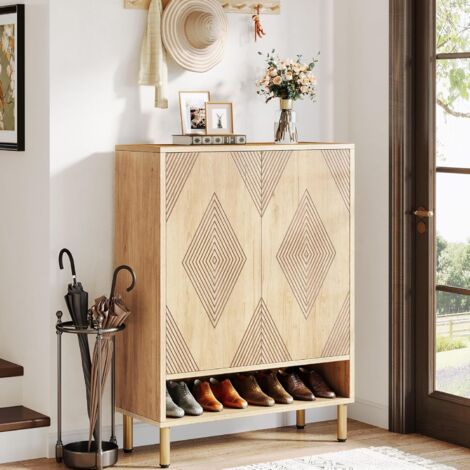 Tribesigns Shoe Cabinet with Doors, 6-Tier Shoe Storage Cabinet with Adjustable Shelves, 24 Pairs Wood Shoes Rack Modern Storage Organizer for Entryway, Closet, Living Room