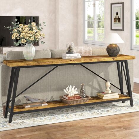 70.9 Inch Solid Wood Console Table - Farmhouse Sofa Table For Entryway, Living Room