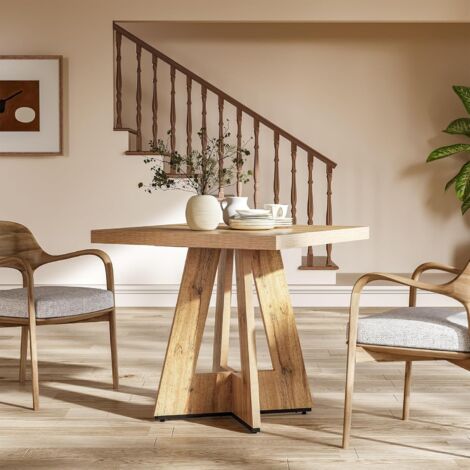 Tribesigns Square Dining Table for 4, 80 x 80 x 75 cm Small Kitchen Table with Pedestal Base, Farmhouse Dinner Table for Dining Room Kitchen, Living Room