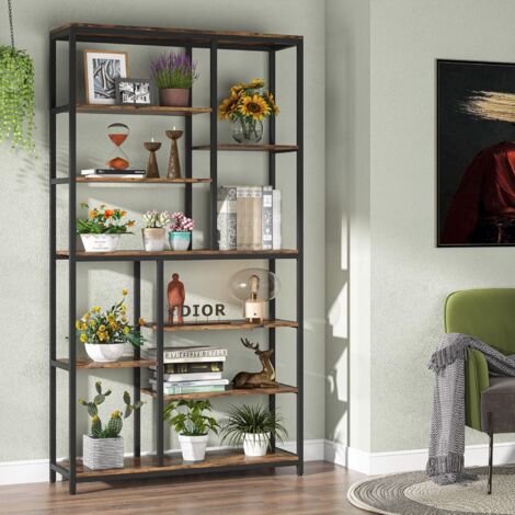 Tribesigns 200 cm Tall Bookshelf Bookcase, 8-Tier Staggered Bookcase, Modern Freestanding Open Book Shelves , Wide Wood Etagere Shelving Unit Display Storage Shelf for Living Room