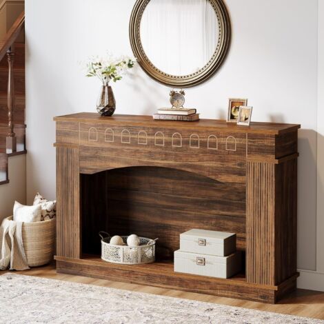 Tribesigns　　 Console Table, Farmhouse Entryway Console Table with Sturdy Structure, Industrial Hallway Furniture for Living Room, Entrance, Foyer, Rustic Brown