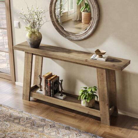 Tribesigns 63-Inch Solid Wood Console Table, Farmhouse Entryway Table ...