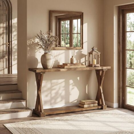 Tribesigns Solid Wood Console Table for Entryway, 63-Inch Narrow ...