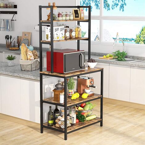 Tribesigns Rustic Brown Metal Bakers Rack with Microwave Stand and 5 Shelves  in the Dining & Kitchen Storage department at