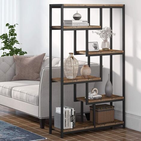 Tribesigns Bookcase Bookshelf Industrial, 5 Tier Free Standing Shelving Display Storage Unit for Living Room, Home Office (Brown)