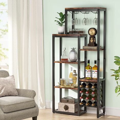 Wine Bottle Holder Wine Rack Freestanding Floor With Glass Holder Rack Wood Tabletop And 16 Bottles Holder Wine Liquor Cabinet Bar For Home Kitchen Dining Living Room Gray Oak P 61065376