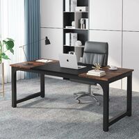 Tribesigns 180cm Executive Desk, Large Office Computer Desk with Thicken Frame, Modern Simple Workstation Business Furniture for Home Office, Rustic Brown/Black