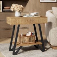 Tribesigns End Side Table for Living Room, Narrow Couch Arm Side Table with Storage Shelves, Small Bedside Nightstand for Bedroom, Small Spaces, Natural
