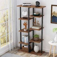 Bookshelf Bookcase Storage Rack Standing Shelf Industrial Stable Bookcase with Iron Tube Frame for Home, Living Room, Bedroom, Office by Tribesigns
