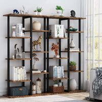 Bookshelf Bookcase Storage Rack Standing Shelf Industrial Stable Bookcase with Iron Tube Frame for Home, Living Room, Bedroom, Office by Tribesigns