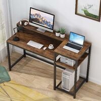 Tribesigns Computer Desk with Storage Shelves & Monitor Stand, PC Study Writing Desk, Industrial, Wood and Steel Frame, Workstations for Home Office (Vintage Brown)