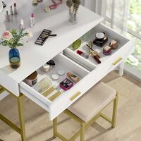 Tribesigns Dressing Table Makeup Vanity Table with Mirror (Large-Square Mirror)