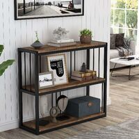 Tribesigns Console Table Hallway Sofa Table with Shelves, Industrial Narrow Entryway Table for Living Room, Bedroom, Corridor(Rustic Brown)