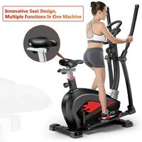 Cross Trainer Machine, 4 in 1 Elliptical Exercise Machine with 16 Adjustable Magnetic Resistance, Pulse Heart Rate Sensors and LCD Monitor