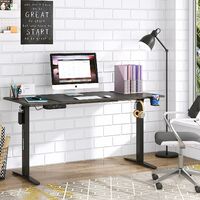 Electric Height Adjustable Standing Desk, Sit Stand Adjustable Desk, Computer Desk, 140cm*60cm Large Desktop, 4 height modes (Dark Walnut, 140 x 60 cm) - Dark Walnut