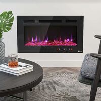 1 Easylife Fireplace,Recessed Wall Mounted Electric Fireplace,Modern Indoor Fireplace with Safety Cut-Off Device,an Automatic Timing,Touch Screen Function,Including 12 Flame Colors(76.2CM)