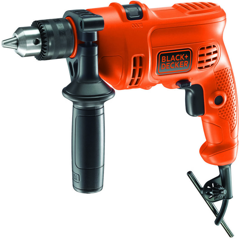 Black Decker BEH200-QS - Trapano a Percussione a Filo Compact 500W,  Percussione 47.600 Colpi/Min, Mandrino 13 mm