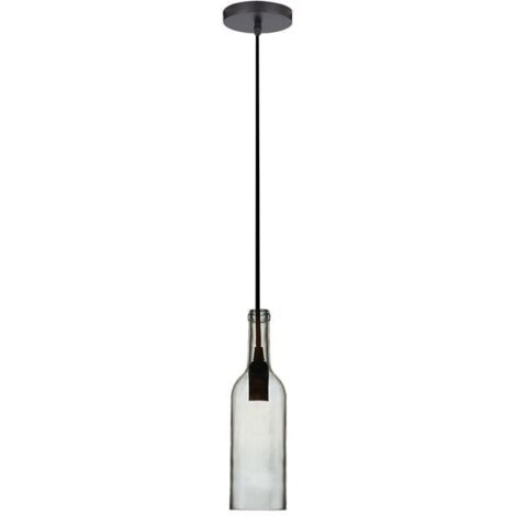 Lampadario a Sospensione Forma Bottiglia In Vetro Colore Trasparente Attacco E14 Per Ristorante Sushi Bar SKU-3771