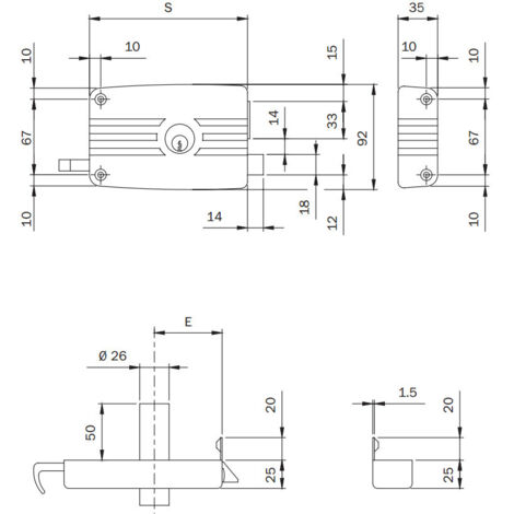 Iseo SERRATURA LEGNO APPL. 3M+S Art. 431 E.60 Dx 2 PZ
