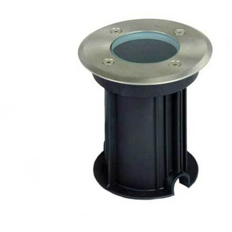 V-TAC VT-7677 Portalampada a incasso lampada interrata segnapassi calpestabile rotondo colore nero e acciaio GU10 IP65 - SKU 7515