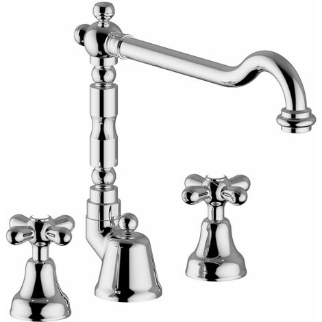 TEOREMA BATTERIA LAVABO 3 FORI BRONZO SERIE DAISY-RETRO' ART.70315 (1/2)