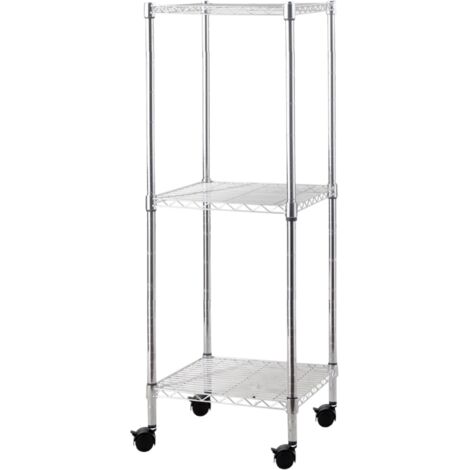 SCAFFALE CON RU0TE BRIXO MANHATTAN 4 PIANI IN ACCIAIO CROMATO 35x35x120H Cm