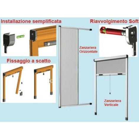 Zanzariere Stop Inset a rullo Verticale - Finitura bronzo 120x250 cm.