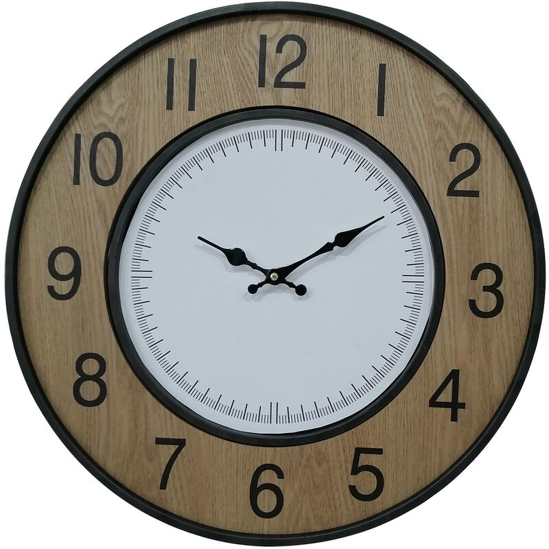 Rebecca Mobili Horloge Murale Moderne Mdf Métal Noir Brun pour